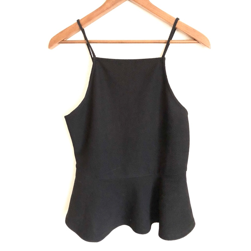 Black Sexy Spaghetti Strap Peplum Top